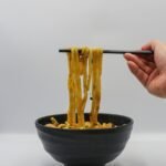 noodles in bowl on table